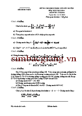 Đề thi chọn học sinh giỏi cấp huyện môn Toán Lớp 8 - Năm học 2013-2014 (Có đáp án)