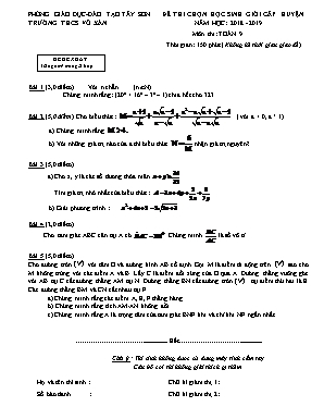 Đề thi chọn học sinh giỏi cấp huyện môn Toán Lớp 9 - Năm học 2018-2019 - Trường THCS Võ Xán (Có đáp án)