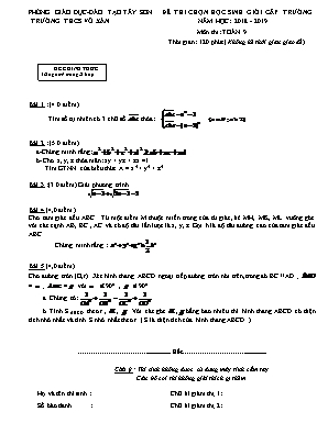 Đề thi chọn học sinh giỏi cấp trường môn Toán Lớp 9 - Năm học 2018-2019 - Trường THCS Võ Xán (Có đáp án)