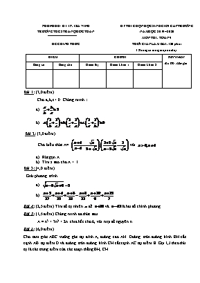 Đề thi chọn học sinh giỏi cấp trường môn Toán Lớp 9 - Năm học 2019-2020 - Trường THCS Trần Quốc Tuấn (Có đáp án)