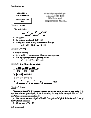 Đề thi chọn học sinh giỏi môn Toán Lớp 8 - Năm học 2007-2008 - Trường THCS Dũng Tiến