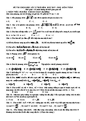 Đề thi chọn học sinh giỏi môn Toán Lớp 9 - Năm học 2017-2018 - Phòng giáo dục và đào tạo tỉnh Phù Ninh (Có đáp án)
