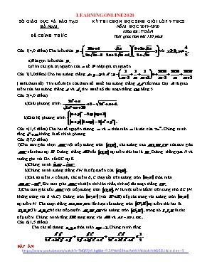 Đề thi chọn học sinh giỏi môn Toán Lớp 9 - Năm học 2019-2020 - Sở giáo dục và đào tạo Hà Nam