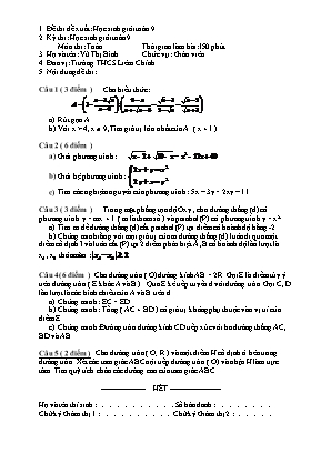 Đề thi đề xuất học sinh giỏi môn Toán Lớp 9 - Vũ Thị Bình (Có đáp án)