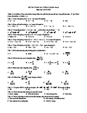 Đề thi học kỳ II môn Toán Lớp 8 theo ma trận Quảng Nam - Năm học 2019-2020