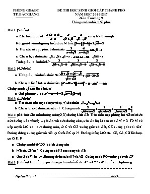 Đề thi học sinh giỏi cấp thành phố môn Toán Lớp 9 - Năm học 2016-2017 - Phòng giáo dục và đào tạo thành phố Bắc Giang (Có đáp án)