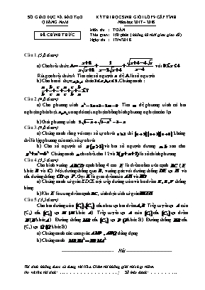 Đề thi học sinh giỏi cấp tỉnh môn Toán Lớp 9 - Năm học 2017-2018 - Sở giáo dục và đào tạo Quảng Nam (Có đáp án)