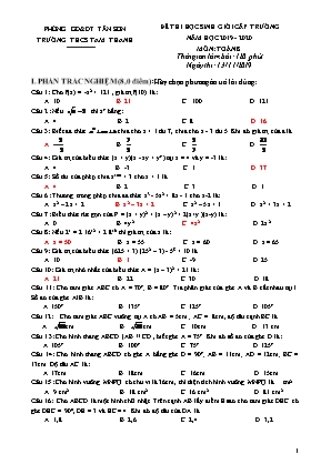 Đề thi học sinh giỏi cấp trường môn Toán Lớp 8 - Năm học 2019-2020 - Trường THXCS Tam Thanh