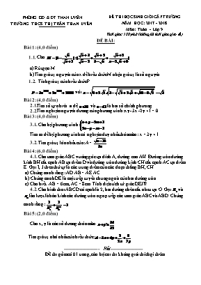 Đề thi học sinh giỏi cấp trường môn Toán Lớp 9 - Năm học 2017-2018 - Tô Thị Huệ