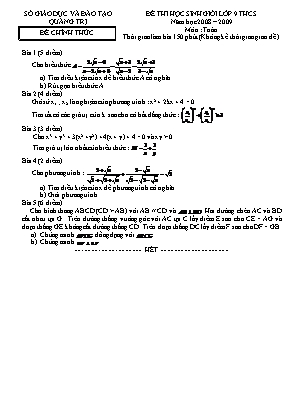 Đề thi học sinh giỏi môn Toán Lớp 9 - Năm học 2008-2009 - Sở giáo dục và đào tạo Quảng Trị (Có đáp án)