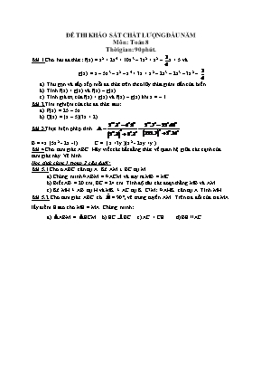 Đề thi khảo sát chất lượng đầu năm môn Toán 8