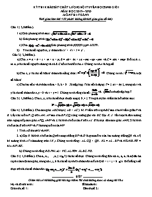Đề thi khảo sát chất lượng đội tuyển học sinh giỏi môn Toán Lớp 9 - Năm học 2019-2020 (Có đáp án)
