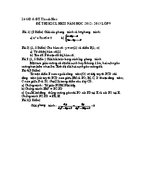 Đề thi khảo sát chất lượng học kì II môn Toán Lớp 9 - Năm học 2012-2013 - Sở giáo dục và đào tạo Thanh Hóa