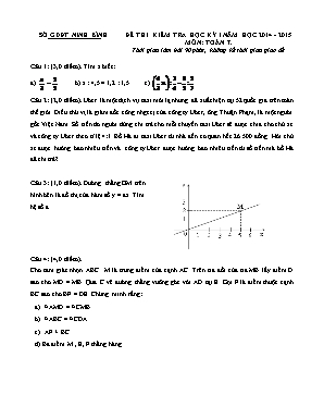 Đề thi kiểm tra học kỳ I môn Toán Lớp 7 - Năm học 2014-2015 - Sở giáo dục và đào tạo Ninh Bình