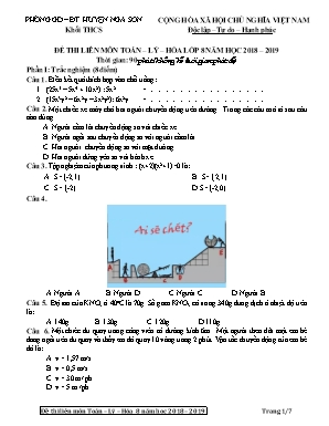 Đề thi liên môn Toán – Lý – Hóa Lớp 8 - Năm học 2018-2019 - Phòng giáo dục và đào tạo huyện Nga Sơn