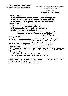Đề thi thử học sinh giỏi môn Toán Lớp 9 - Năm học 2018-2019 - Trường THCS Hồ Tông Thốc (Có đáp án)