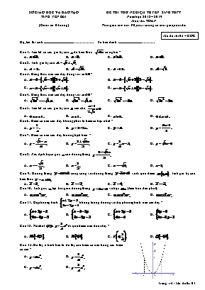 Đề thi thử nghiệm tuyển sinh Lớp 10 THPT môn Toán - Mã đề gốc 03 - Năm học 2018-2019 - Sở giáo dục và đào tạo tỉnh Yên Bái