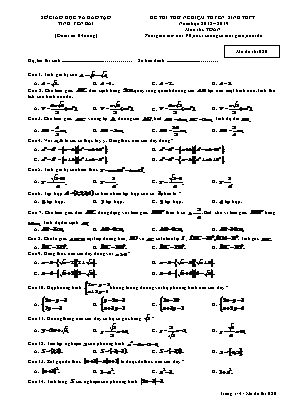 Đề thi thử nghiệm tuyển sinh Lớp 10 THPT môn Toán - Mã đề thi 020 - Năm học 2018-2019 - Sở giáo dục và đào tạo tỉnh Yên Bái