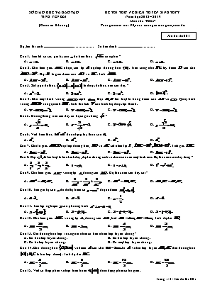 Đề thi thử nghiệm tuyển sinh Lớp 10 THPT môn Toán - Mã đề thi 001 - Năm học 2018-2019 - Sở giáo dục và đào tạo tỉnh Yên Bái