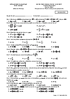 Đề thi thử nghiệm tuyển sinh Lớp 10 THPT môn Toán - Mã đề thi 016 - Năm học 2018-2019 - Sở giáo dục và đào tạo tỉnh Yên Bái