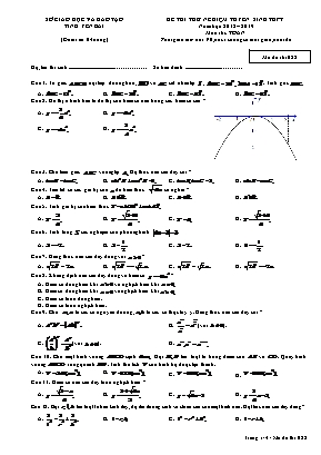 Đề thi thử nghiệm tuyển sinh Lớp 10 THPT môn Toán - Mã đề thi 022 - Năm học 2018-2019 - Sở giáo dục và đào tạo tỉnh Yên Bái