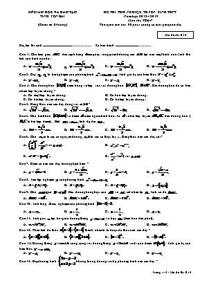 Đề thi thử nghiệm tuyển sinh Lớp 10 THPT môn Toán - Mã đề thi 014 - Năm học 2018-2019 - Sở giáo dục và đào tạo tỉnh Yên Bái