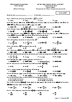 Đề thi thử nghiệm tuyển sinh Lớp 10 THPT môn Toán - Mã đề thi 009 - Năm học 2018-2019 - Sở giáo dục và đào tạo tỉnh Yên Bái