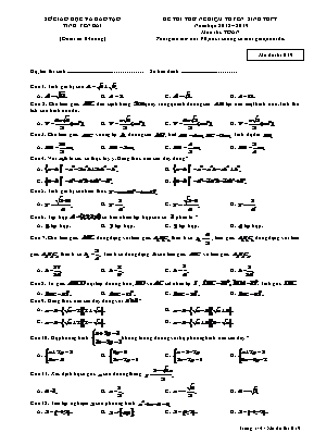 Đề thi thử nghiệm tuyển sinh Lớp 10 THPT môn Toán - Mã đề thi 019 - Năm học 2018-2019 - Sở giáo dục và đào tạo tỉnh Yên Bái