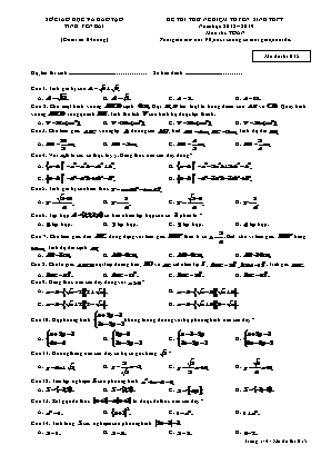 Đề thi thử nghiệm tuyển sinh Lớp 10 THPT môn Toán - Mã đề thi 015 - Năm học 2018-2019 - Sở giáo dục và đào tạo tỉnh Yên Bái