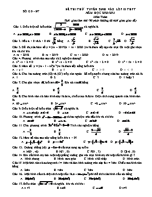 Đề thi thử tuyển sinh vào Lớp 10 môn Toán - Năm học 2020-2021