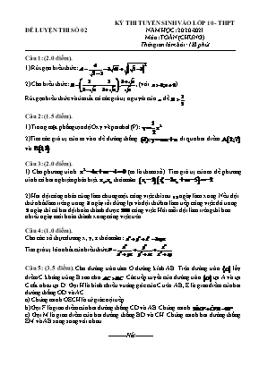 Đề thi thử tuyển sinh vào Lớp 10 THPT môn Toán - Đề số 2 - Năm học 2020-2021 (Có đáp án)
