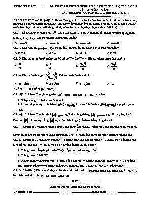 Đề thi thử tuyển sinh vào Lớp 10 THPT môn Toán - Năm học 2018-2019 (Có đáp án)