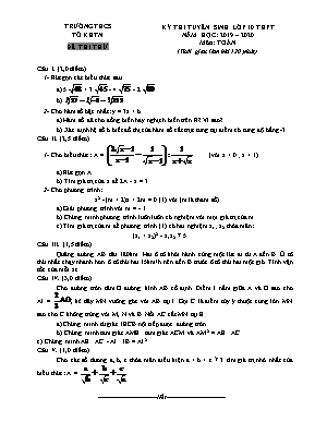 Đề thi thử tuyển sinh vào Lớp 10 THPT môn Toán - Năm học 2019-2020 (Có hướng dẫn giải)