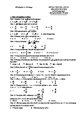 Đề thi thử tuyển sinh vào Lớp 10 THPT môn Toán - Năm học 2019-2020 - Trường THCS Tiên Hưng (Có đáp án)