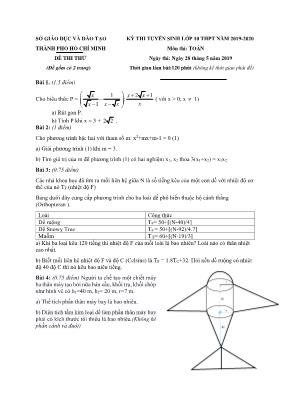 Đề thi thử tuyển sinh vào Lớp 10 THPT môn Toán - Năm học 2019-2020 - Phan Văn Đạt Em