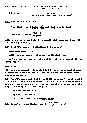 Đề thi thử tuyển sinh vào Lớp 10 THPT môn Toán - Năm học 2020-2021 - Trung tâm gia sư Sky