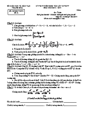 Đề thi thử vào Lớp 10 THPT môn Toán - Đề B - Năm học 2013-2014 - Sở giáo dục và đào tạo Thanh Hóa (Có đáp án)