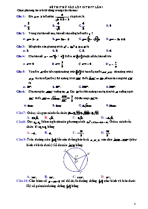 Đề thi thử vào Lớp 10 THPT môn Toán - Lần 1 (Có đáp án)