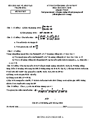 Đề thi thử vào Lớp 10 THPT môn Toán - Năm học 2017-2018 - Sở giáo dục và đào tạo Thanh Hóa (Có đáp án)