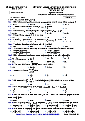 Đề thi tuyển sinh Lớp 10 THPT môn Toán - Mã đề 101 - Năm học 2019-2020 - Sở giáo dục và đào tạo Bắc Giang (Có đáp án)