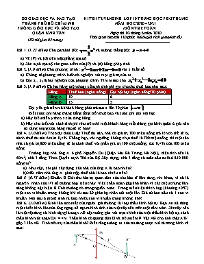 Đề thi tuyển sinh Lớp 10 Trung học phổ thông môn Toán - Đề 2 - Năm học 2020-2021 - Phòng giáo dục và đào tạo quận Bình Tân (Có đáp án)