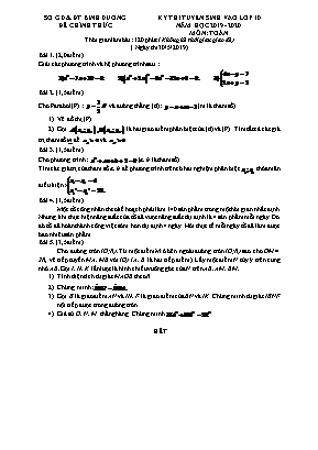 Đề thi tuyển sinh vào Lớp 10 môn Toán - Năm học 2019-2020 - Sở giáo dục và đào tạo Bình Dương