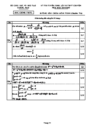 Đề thi tuyển sinh vào Lớp 10 THPT chuyên môn Toán (Chuyên Tin) - Năm học 2019-2020 - Sở giáo dục và đào tạo Quảng Nam (Có đáp án)