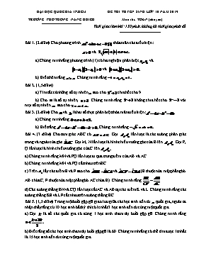 Đề thi tuyển sinh vào Lớp 10 THPT môn Toán (Chuyên) năm 2019 - Đại học Quốc gia Hồ Chí Minh