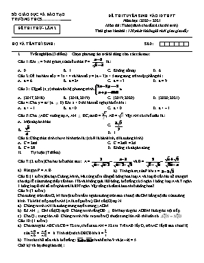 Đề thi tuyển sinh vào Lớp 10 THPT môn Toán lần 2 - Năm học 2020-2021 (Có lời giải)