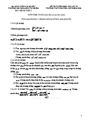 Đề thi tuyển sinh vào Lớp 10 THPT môn Toán năm 2020 - Trường THPT chuyên KHTN (Có đáp án)