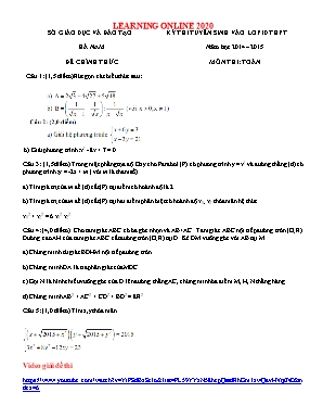 Đề thi tuyển sinh vào Lớp 10 THPT môn Toán - Năm học 2014-2015 - Sở giáo dục và đào tạo Hà Nam