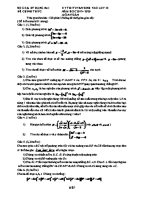 Đề thi tuyển sinh vào Lớp 10 THPT môn Toán - Năm học 2019-2020 - Sở giáo dục và đào tạo Đồng Nai
