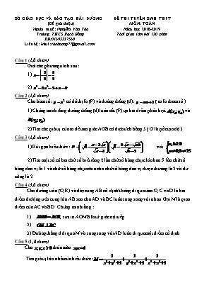 Đề thi tuyển sinh vào THPT môn Toán Lớp 9 - Năm học 2018-2019 - Nguyễn Văn Thọ (Có đáp án)