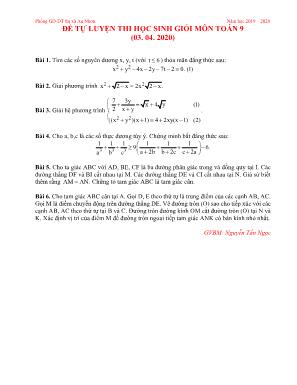 Đề tự luyện thi học sinh giỏi môn Toán Lớp 9 (Ngày 03. 04. 2020) - Nguyễn Tấn Ngọc